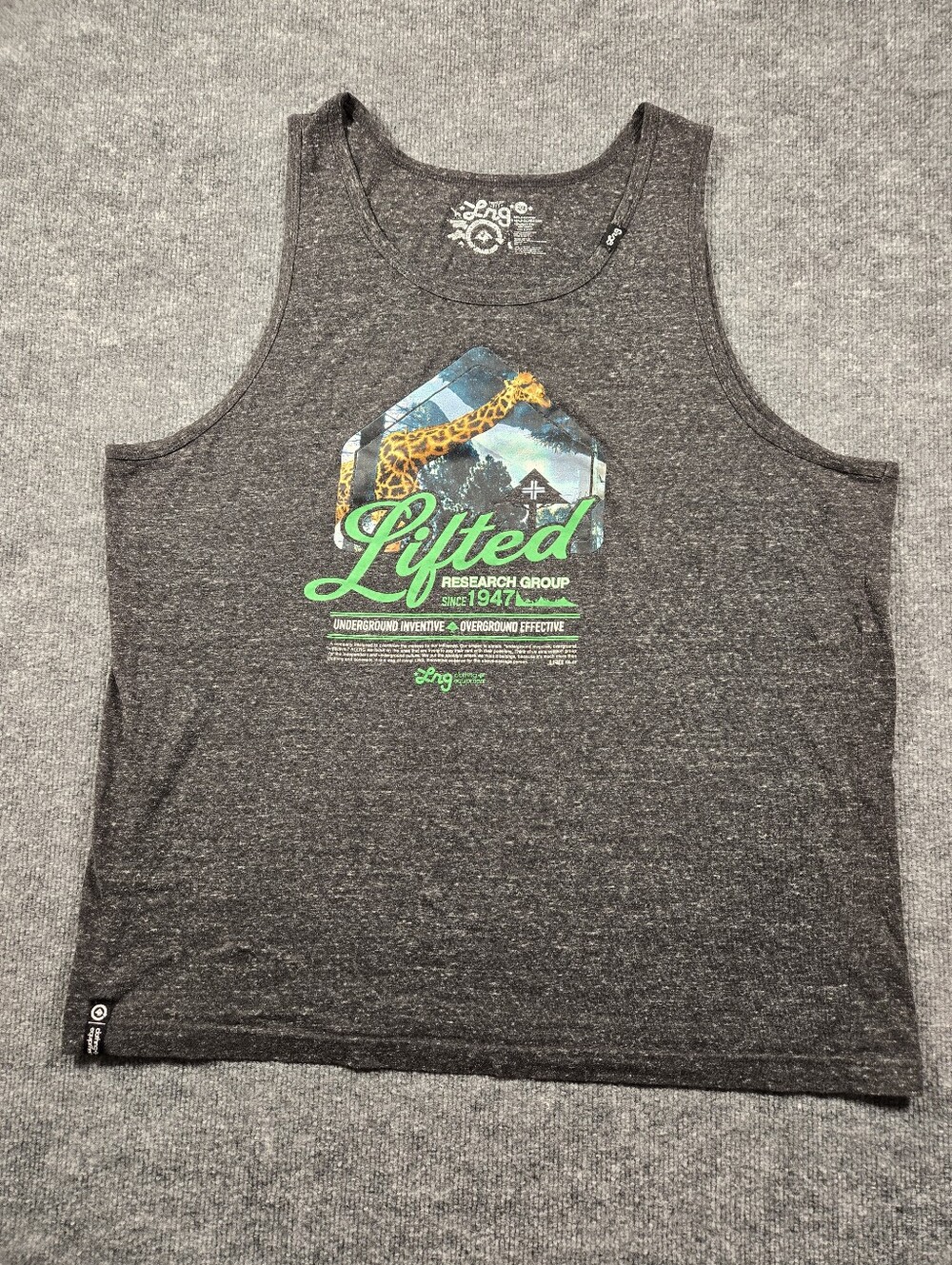 LRG Lifted Research Group Giraffe Graphic Tank Top Men's Size 2XL Gray